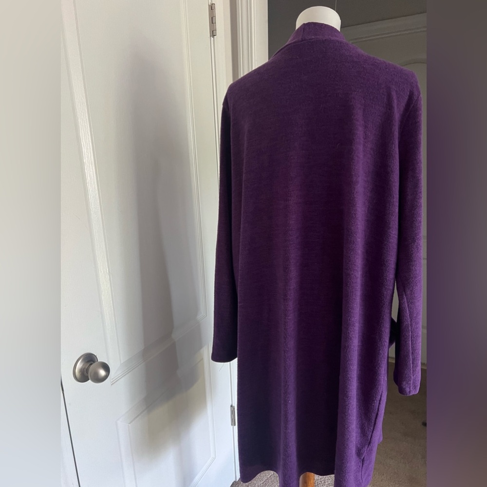 Zenana Outfitters Long Purple Cardigan with Pockets 2X